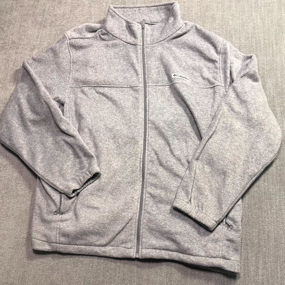 Columbia Jacket Womens 3X Gray Fleece Full Zip Long Sleeve Mock Neck Outerwear